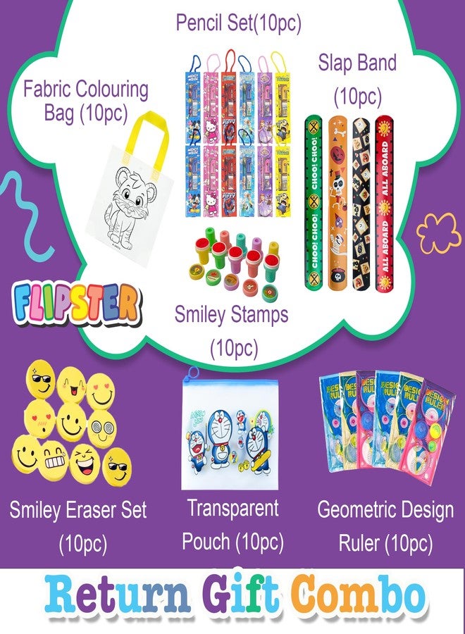 Flipster Birthday Return Gifts for Kids - 70 Pcs for 10 Guests | Unicorn Theme Party Favors | Kids Stationery Set | Return Gifts for Kids Age 6-8 | Party Supplies - Image 2